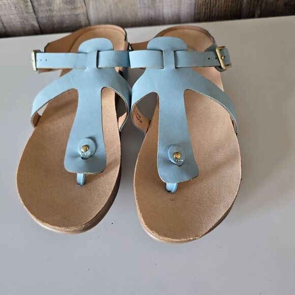 Journee Collection Sandal Womens 6.5 Blue Navara Wedge Thong Sandals NWOB - Picture 2 of 7